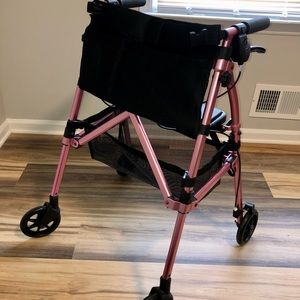 Stander  EZ Fold-N-Go Rollator, Rolling Walker with Seat, Regal Rose